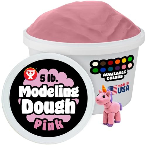 Hygloss Play Modeling Dough for Kids – Safe & Non-Toxic Sensory Dough for Arts and Crafts – 5 lb Tub – Play Clay for Toddler Activities, Preschool Classroom Must-Haves – Pink Color, Unscented