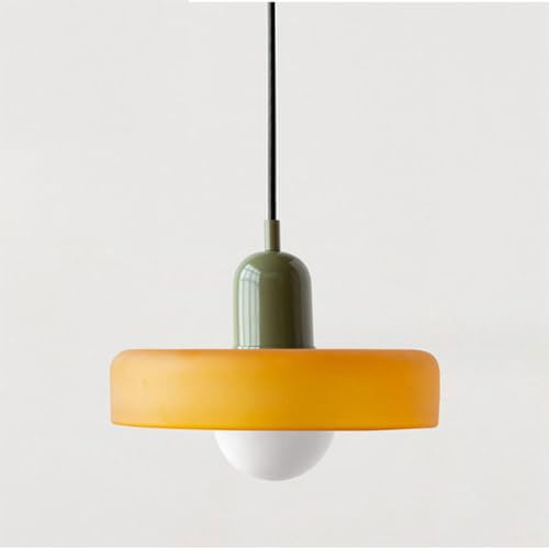 SYUFRE Lampada a Sospensione Mid Century Lampada a Sospensione Colorata a Soffitto con Paralume in Vetro Illuminazione a Sospensione Vintage Lampade a Sospensione in Ferro e Vetro for Camera da Letto