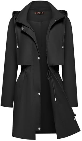 Bloggerlove Rain Jacket for Women Waterproof with Hood Trech Coat for Women Lightweight Raincoats Packable Windbreaker