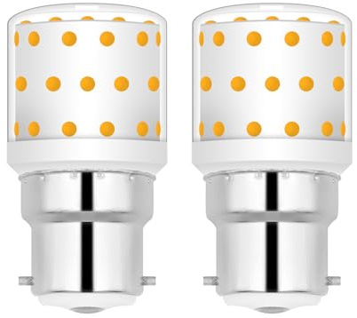 B22 Bayonet Light Bulb Warm White Mini Bulb Short LED Corn 2700K Bayonet Cap for Ceiling Lights, 60W Incandescent Equivalent, 800LM Energy Saving 100-265V Non-dimmable Ceiling Fixtures(2 Pack)