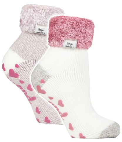 HEAT HOLDERS 2 Pack Ladies Women's Bed Socks Cosy Lounge Warm Winter Fleece Sleep Socks (4-8, HHL21 / HHL22)