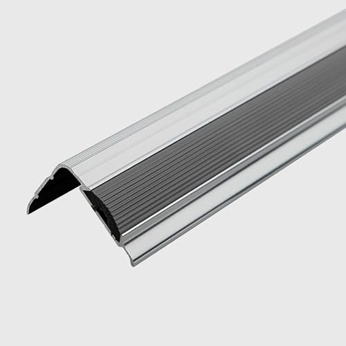 Raouoae Profilo Per Bordo Scala In Alluminio Anodizzato, 3x90cm, Striscia Antiscivolo Angolare Per Protezione Gradino, Accessori Per Bordi Di Scala, Profilo Per Gradini, Protezione Angolare Per Scala(
