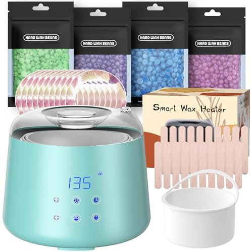 CITHOT Scaldacera Professionale, Cera Brasiliana Kit con Riscaldamento del Timer, Fornello di Siliconico Depilazione Barattolo Con Termostato e Cera Spatole