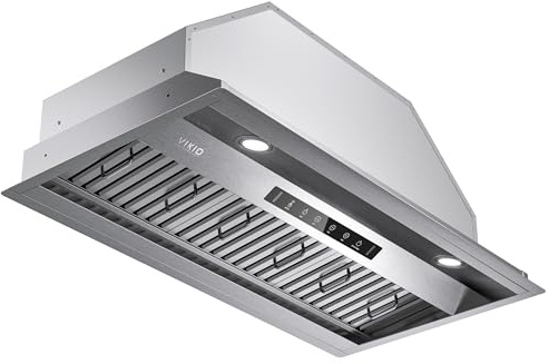 VIKIO HOME Range Hood Insert 42 Inch,Built-in Kitchen Hood with 980 CFM, Ducted/Ductless Convertible Duct,Stainless Steel Kitchen Vent Hood/Gesture/Touch Control, 3 Pcs Baffle Filters with Handlebar