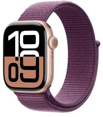 Apple Watch Series 10 (GPS, 42 mm) Caja de Aluminio Plata de 42 mm y Correa Loop Deportiva Azul Nube,Talla única (Reacondicionado)