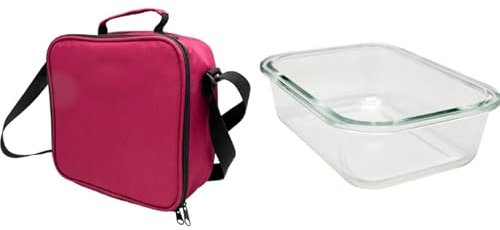 NERTHUS FIH 1501 Boîte à lunch isotherme noire avec récipient hermétique en verre 1 l, sac alimentaire avec intérieur isolant, facile à nettoyer, avec poignée, idéal pour le travail et le bureau
