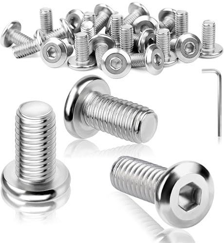 TXXATX platt huvudskruvar M4 x 16 mm rostfritt stål M4-skruvar 25 stycken | Invändig sexkantsskruv helgängad, med skiftnyckel och bit, för montering, underhåll, maskinskruvar