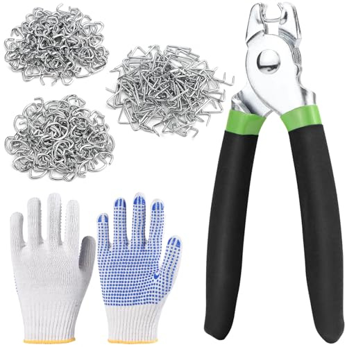 Pince pour Grillage Pince a Grillage avec 360 Clous 3/4, 1/2, 3/8 Pince Agrafe Grillage Pinces à Anneaux Pince de Cloture
