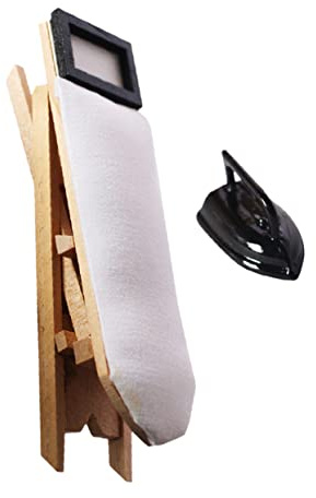 Garneck Mini House Ironing Table Dollhouse Decor with Iron Board Lightweight Boy Girl Toy for Creative Play Charming Micro-scene Furniture for Home Decoration