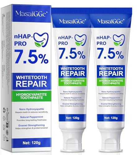 Dentifrice à l'Hydroxyapatite Sans Fluor 240g - 7,5% Hydroxyapatite pour Protection de l'Émail & Reminéralisation, Soins Dentaires Professionnels, Goût Menthe Douce (2Pcs)