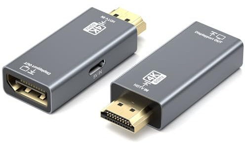 Puiseno Adaptador HDMI a DisplayPort, 4K@60Hz, 2K@144Hz, 1080P@165Hz, Unidireccional, compatible con PC, PS5, Xbox One, portátil, MacBook Pro, soporta HBR2, HDCP 2.3, cable de nylon, carcasa de