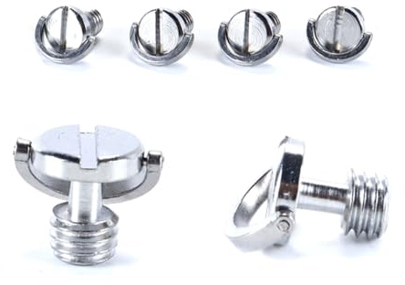 Hoite 6 pezzi da 3/8 pollici vite di fissaggio per fotocamera anello a D filettatura maschio vite di montaggio per piastra a sgancio rapido treppiede per fotocamera 17x16mm argento