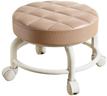 PawwJoy Universal Wheel Rolling Stool Step Stool 360 Degree Rotating for Shop Garage Workbench 9.84x9.84x7.87inch- Khaki