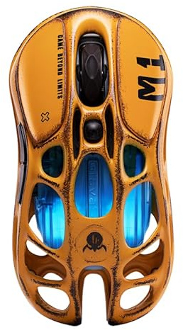 GravaStar Mercury M1 Pro Gaming Mouse, Lightweight Magnesium Alloy, 26,000 DPI, PAW3395DM Sensor, 5 Programmable Buttons, Support Wired/2.4GHz/BT, Up to 200 Hours Battery Life (Battle-Yellow)
