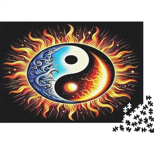 Rompecabezas 1000 Piezas Yin Yang Cartón Adolescentes Fuego Yin Yang Relajante Encastre Preciso Actividad Festiva Regalo Cumpleaños Más Vendido 38x26cm