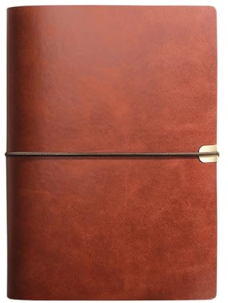Leather Notebook A5, Refillable Notebook A5 Diary Notepad Spiral Bound | 6 Hole Ring Binder Note Book, Vintage Travel Notepad Journal with Lined Paper & Inner Lining for Writing & Planning