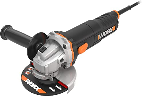 WORX WX712 Winkelschleifer 125mm, 860 W – Kompaktes Schleifgerät mit verstellbarem Griff plus vibrationsfreiem Zusatzhandgriff zum Schleifen & Schneiden, Grau,schwarz