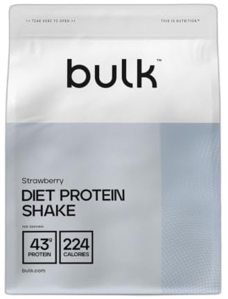 Bulk Diet Protein Shake, Strawberry, 2.5 kg | Whey, Glucomannan, Low Calorie, Low Carb, High Protein, 41 Servings