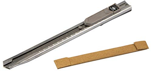 In acciaio inox coltello GedoTec Cutter 9 mm tappeto coltello Cutter Giappone S-12 | Rinforzato in metallo lame guida | Con 2 pezzi cancellare lame | Made in Japan | Qualità testata