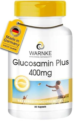 Glucosamine Plus 400mg - avec 1200mg de Glucosamine par dose journalière - 90 gélules - Avec Collagène | Warnke Vitalstoffe - Qualité des pharmacies allemandes