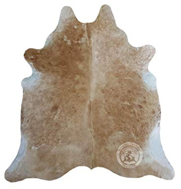 Sunshine Cowhides 100% Genuine Exotic Beige Cowhide Rug - Modern Style Animal Skin Rug & Floor Carpet for Living Room, Bedroom, Kitchen & More - Large (6x6-7ft)