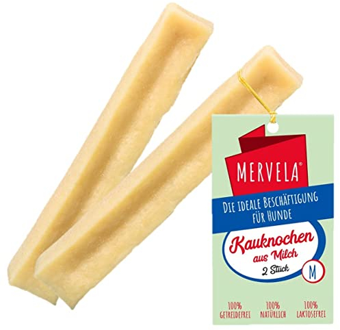 MERVELA® Kaukäse für Hunde | 2 * 60 Gramm | Käseknochen | Beschäftigung & Belohnung | Käsestangen für Mittlere Hunde | Harter Yak Käse, Langer Kauspaß