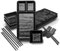 Goliber 16-Piece Japanese Style Individual Sushi Plate Set - Includes 4 Individual Sushi Plates (7.5 x 5.5 Inch), 4 Sauce Dishes, 4 Pairs of Chopsticks, 4 Chopsticks Holders - Made of Melamine, Black