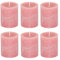 Stumpenkerzen Rustic 6er Set - Stumpenkerze, Blockkerze, Kerze, Adventskranz, Advent - Kein Ruß - Brenndauer: 30 Std. - viele Farben - 7x8 cm (Rosa)