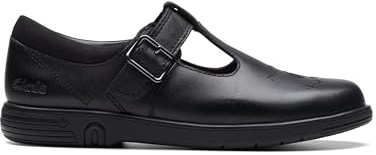 Clarks Girls Jazzy Tap K. Ballet Flat, Black Leather, 12.5 UK