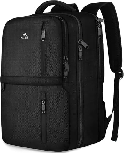 MATEIN Sac à Dos Voyage Cabine Avion, 40L Sac à Dos pour Ordinateur Portable 17 pouces, Bagage à Main 45x36x20 Easyjet, Sac a Dos Voyage Homme Femme Affaires Travail Randonnée, Noir