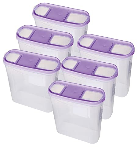 Bestgoodies Vorratsdosen mit Deckel (6er Pack - Lila) 4,5 Liter, Luftdicht Schüttdose BPA frei lebensmittelecht, Vorratsbehälter Set - Müslispender