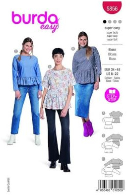 Burda Schnittmuster, 5856, Bluse, [Damen, Gr. 34-48], Level 1 super easy