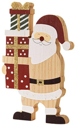 Garneck Holz Weihnachtsmann Figur Santa Holzfiguren Weihnachtsfiguren Nikolaus Dekofigur Weihnachten Deko Figuren Aufsteller Schriftzug Weihnachtsdeko Weihnachtsschmuck Tischdeko Holzdeko