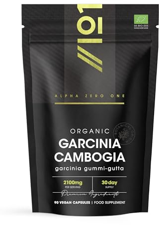 Organic Garcinia Cambogia 2100mg - 90 Vegan Capsules - Potent Garcinia Cambogia Supplement – Resealable and Recyclable Pouch by Alpha01