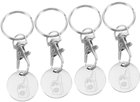 DIYEAH 4piezas Llavero De Acero Inoxidable Forma De Carrito De Supermercado Llavero Ficha para Carrito De Compra para Uso Diario Supermercados y Tiendas