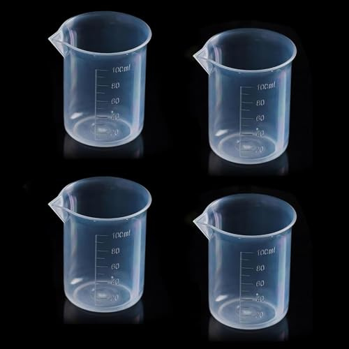 Plastic Measuring Cups 100Ml | Kitchen Measuring Jugs Plastic | BPA Free Transparent Microwavable Jugs | 60 Degrees Heat Resistant Cups (100ml 4pcs)