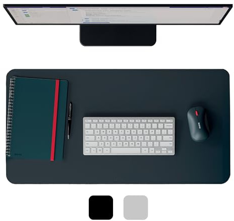 Leitz Large Leather Desk Mat – Recycled Leather Desk Pad, Non-Slip Mat, Premium Writing Pad, Keyboard & Mouse Mat, Laptop Desk Protector for Office & Home, Blotter, Eco-Friendly (70x36cm, Dark Grey)