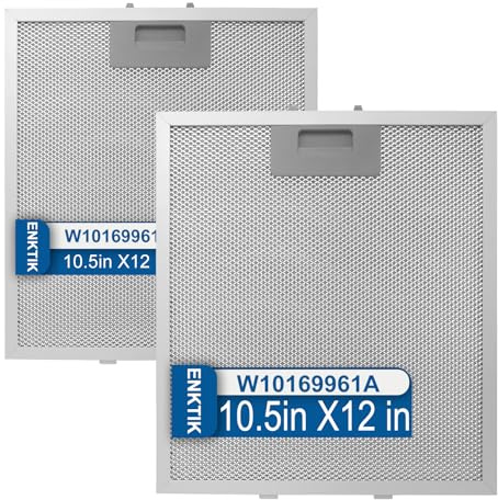 ENKTIK Range Hood Filter Replacement 12 x 10.5W10169961A With 5-Layer Aluminum Mesh Fit for Whirlpool Stove vent filter for Kitchen Overhead Exhaust Fan Blocks Grease & Filters Oven Air (2PIC)