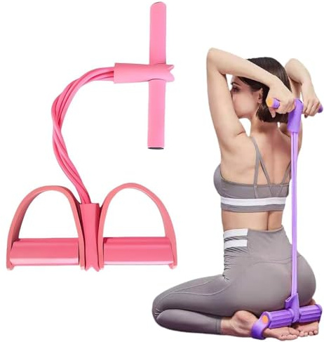 21 Bandas De Resistencia para Fitness, 4 Tubos con Pedales De Ejercicio Y Tirador De Tobillo, Yoga Tracción Elástica Cordera De Ejercicio, Cuerdas Elásticas De Tracción para Yoga. (Rosa)