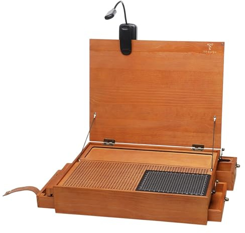 Fenteer Mesa de Trabajo para modelismo con luz, Organizador portátil de Piezas, cajones y estación de Trabajo para Montaje y Bricolaje.