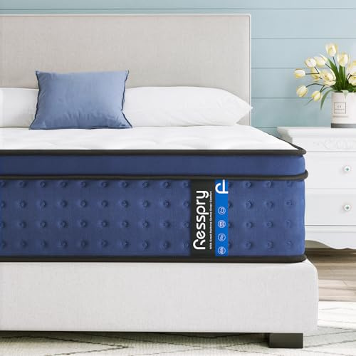 Resspry Double Mattress, 12Inch Hybrid Mattress for Pressure Relief, Breathable Foam with Individually Pocket Spring, Medium Firm Double Bed, Navyx Collection(135×190×30cm)