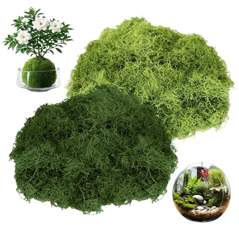 YIMETOP 200g Fake Moss Artificial Moss, 100g Dark Green + 100g Light Green, Realistic Faux Moss for Indoor Plant Pots, Crafts, Home Decor, Garden, Model Making, Floristry