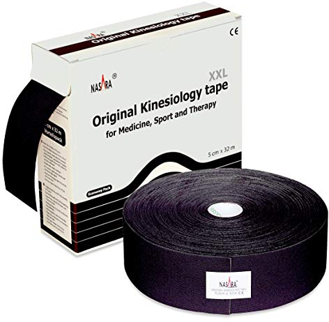 Nasara Original nastro kinesiologico XXL per sport e medicina, rotolo da 5cm x 32m, nero