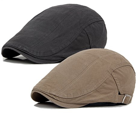 Qossi Newsboy Cap for Men Flat Hats Adjustable Breathable Irish Caps Cabbie Ivy Driving Hunting Sport Golf Outdoor