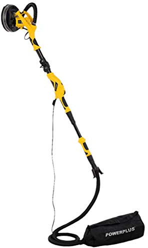 POWER plus Schleifmaschine POWX0479 Schleifer mit Teleskopstiel, Absaugung & Schleifpapier - Power Langhalsschleifer & Trockenbauschleifer für Trockenbauwand mit LED-Licht, Set mit Tasche