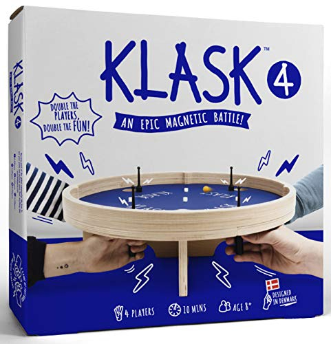 KLASK: The Magnetic Award-Winning Party Game of Skill - for Kids and Adults of All Ages That’s Half Foosball, Half Air Hockey (The 4 Player Magnetic Game)