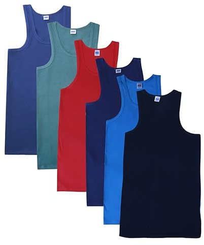 ASRL ®️Pack of 6 Men's Vest Classic Style Top 100% Rich Cotton Vest Black and White and Assorted S,M,L,XL,XXL. (XXL, Pack of 6 Assorted Colour)