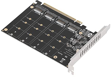 4 X 32 Gbps PCIE X16 4-Port-Erweiterungskarte, M.2 NVME SSD zu PCIE X16 Soft Raid-Karte, PH44 Desktop-PC mit Individueller LED-Anzeige-Controller-Erweiterungskarte für