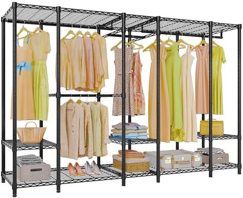VIPEK V50 Heavy Duty Clothes Rack, Extra Large Freestanding Garment Rack with Adjustable Shelves, Open Closet Storage System for Bedroom, Reach-in/Walk-in Closet, 1300 lbs Capacity, Black