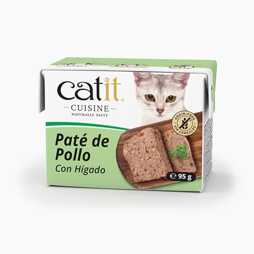 Catit Cuisine Chicken Pâté, Grain Free Wet Cat Food in Gravy, Real Meat Food for Adult Cats, 95g Tetra Pack